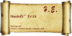 Haskó Erik névjegykártya